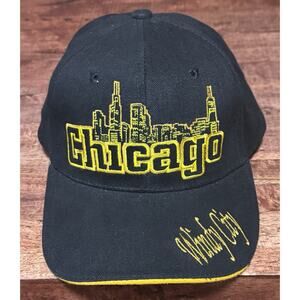 Chicago Large Font Hat Windy City Baseball Cap Black & yellow Strapback